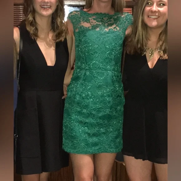 Emerald Green Shoshana Lace Dress